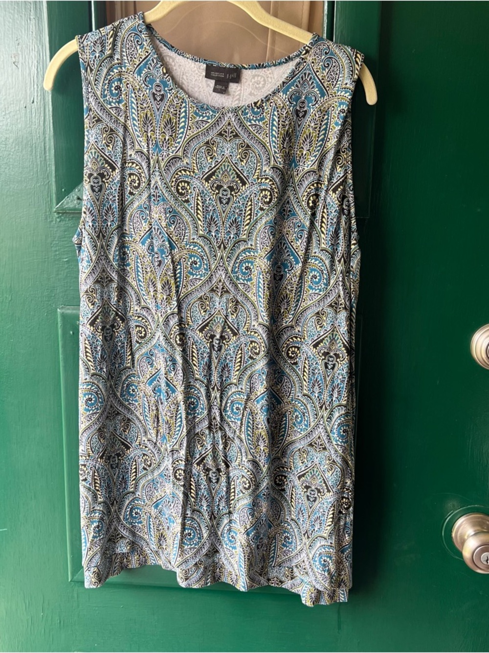 J. Jill Blue, White and Black Paisley Sleeveless Tank